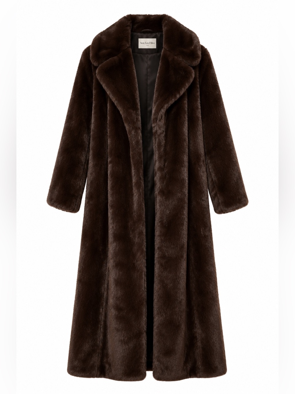 Avec Les Filles Dark Brown Faux Fur Long Coat